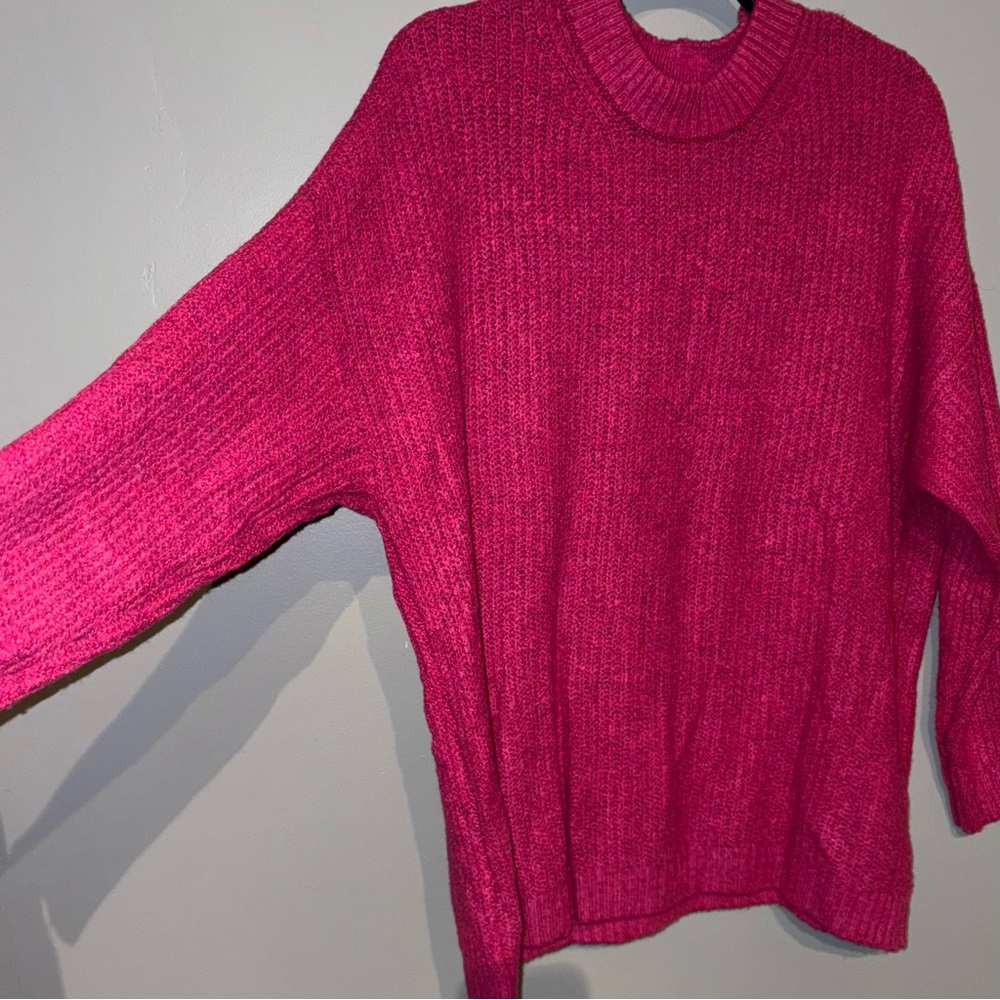 American Eagle | Vibrant Pink Knit Sweater Mock Turtleneck Women’s Size Medium - Picture 3 of 8